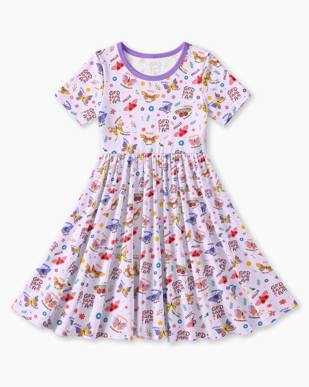Custom Name God says I am Butterfly Bamboo Twirl Dress