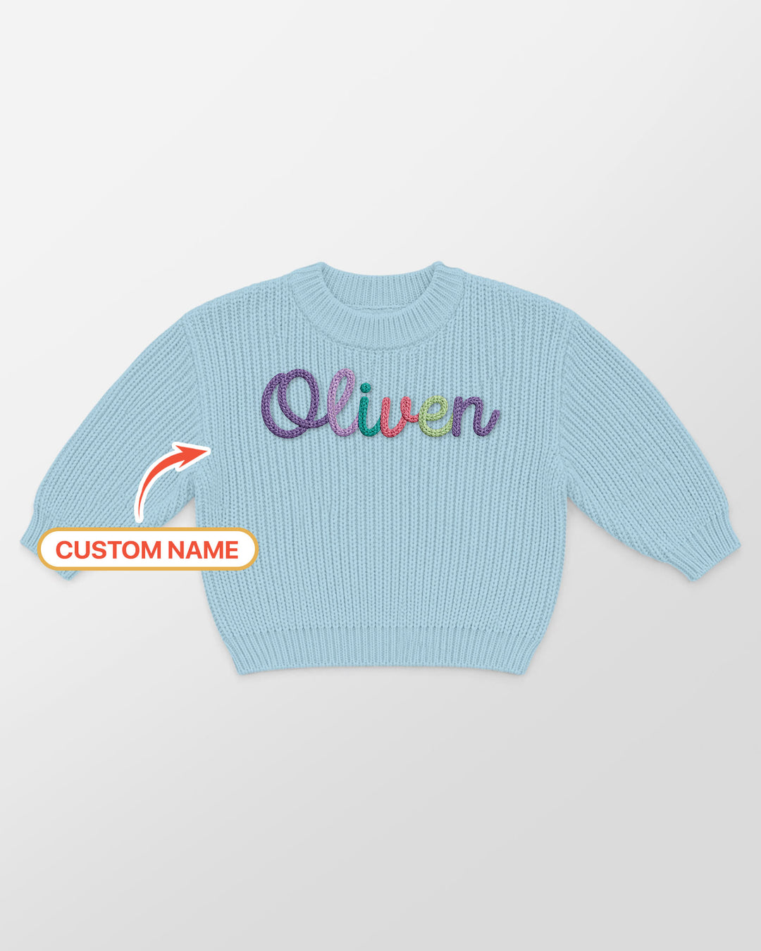 Embroidered Baby Name Bamboo Knit Sweater Bubble