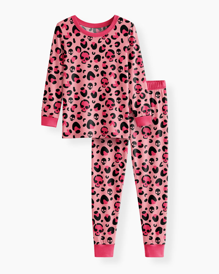 Leopard Skull Bamboo Two Piece Long Sleeve Pajama Set