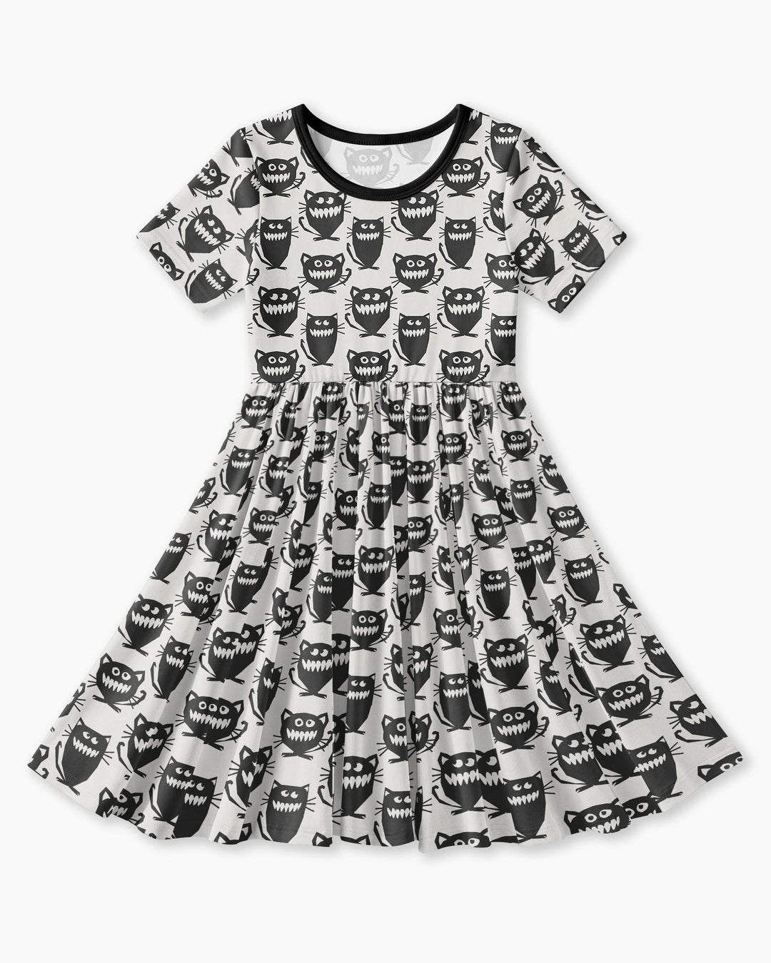 Halloween Monster Cats Bamboo Twirl Dress