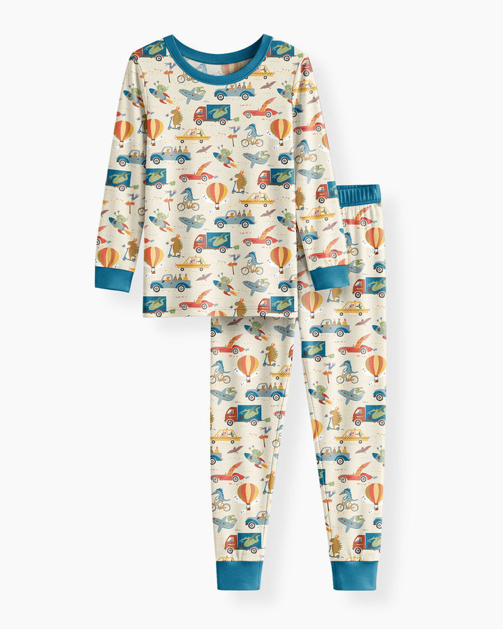 Monsters on the Move Bamboo Two Piece Long Sleeve Pajama Set