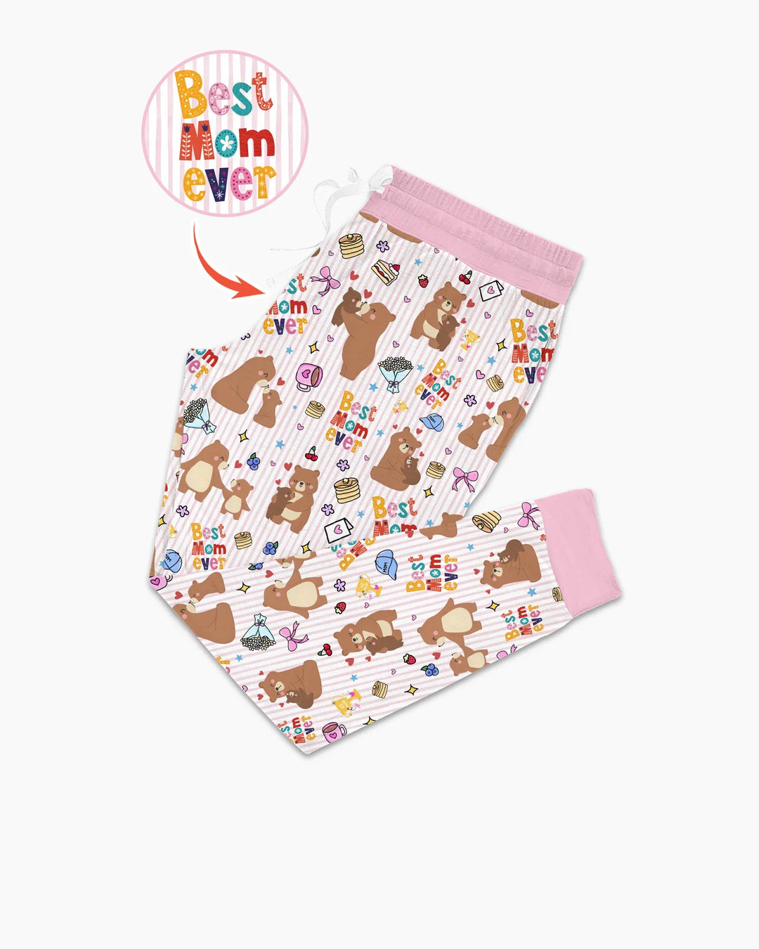Das beste Mama-Bär aller Zeiten Familien-Pyjama-Set aus Bambus für Damen