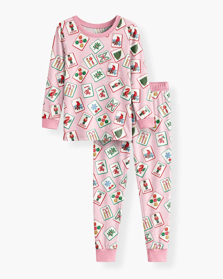 Christmas Mahjong  Bamboo Two Piece Long Sleeve Pajama Set
