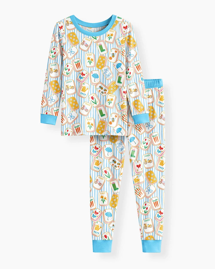Mahjong Club Mommy & Me Matching Bamboo Two Piece Long Sleeve Pajama Set