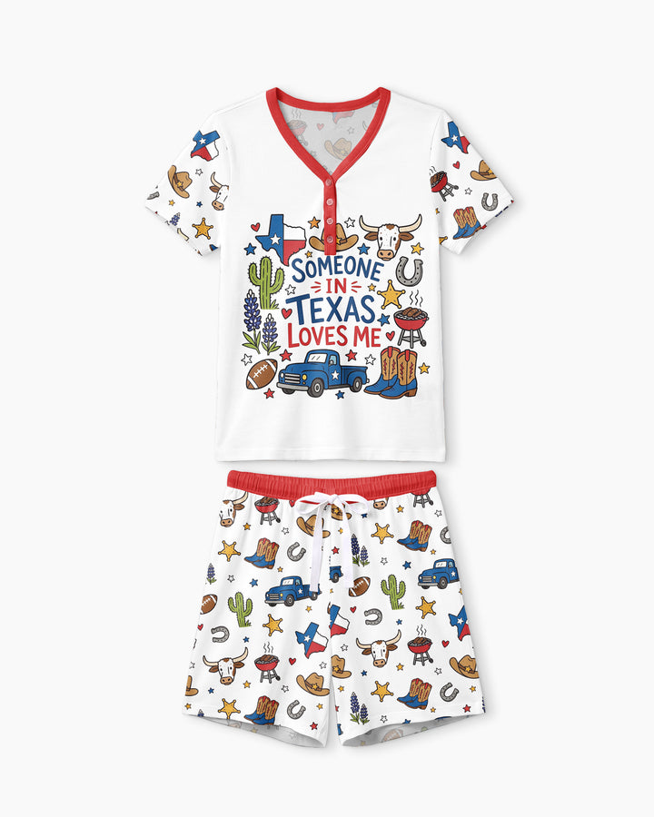 Someone in Texas Loves Me Bamboo Women Short Sleeve Short Pajama Set