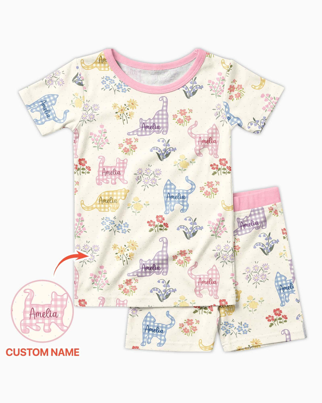 Zweiteiliges Pyjama-Set mit kurzen Ärmeln und Shorts im Sommer-Design