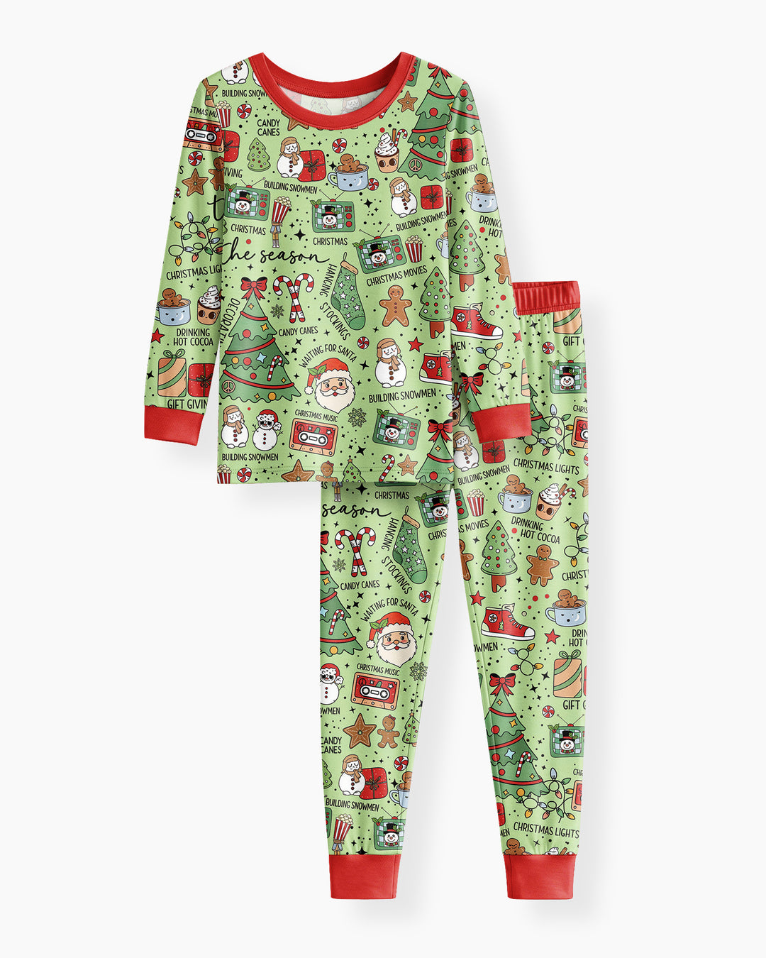 Christmas lights Bamboo Two Piece Long Sleeve Pajama Set