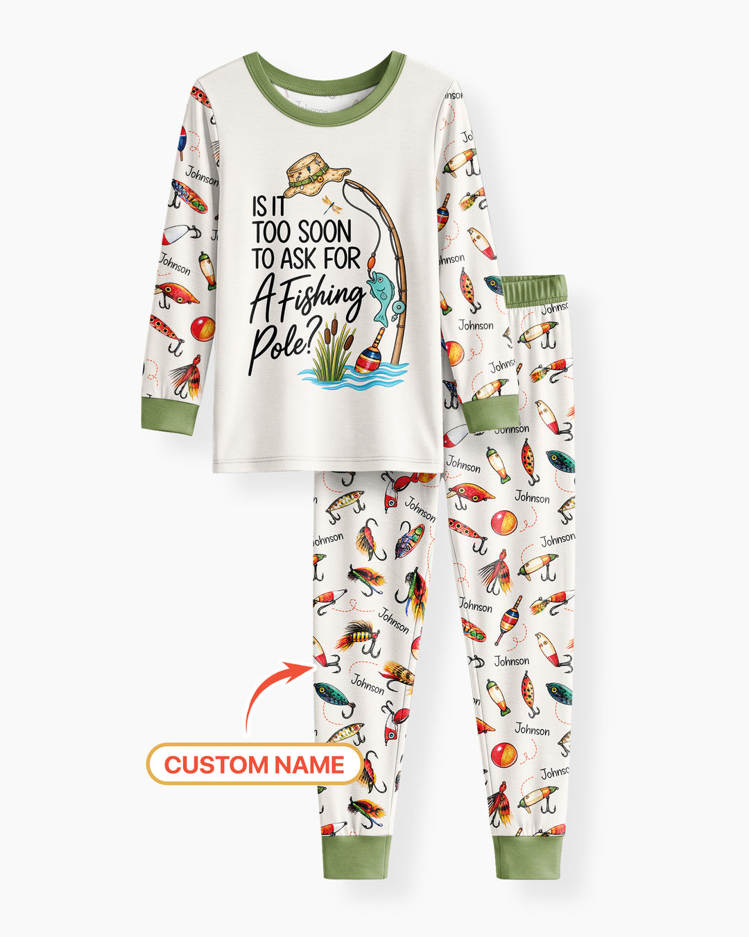 Custom Name Is It Too Soon to Ask for a Fishing Pole Bamboo Two Piece Long Sleeve Pajama Set