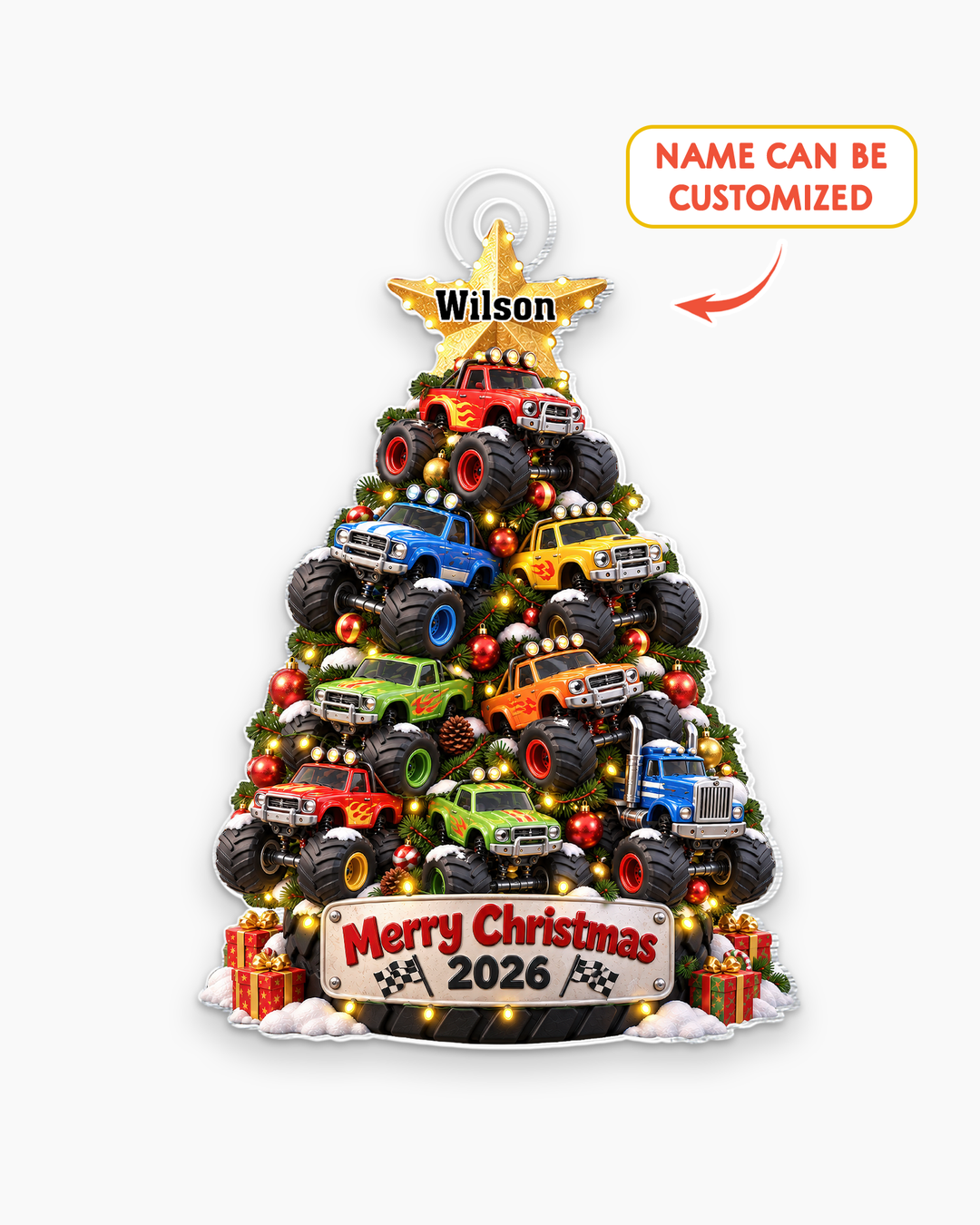Monster Truck Christmas Acrylic Ornament