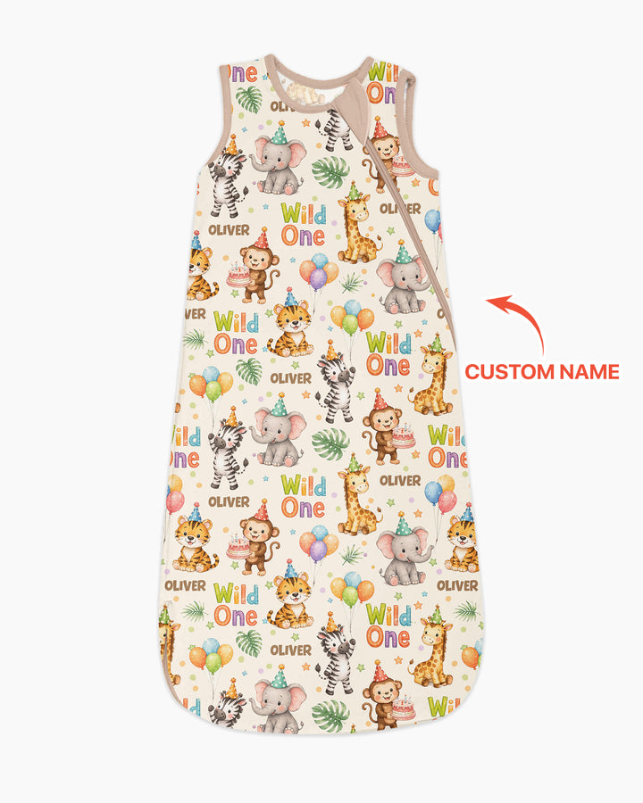 Custom Name 1st Birthday Wild One Bamboo Sleep Bag