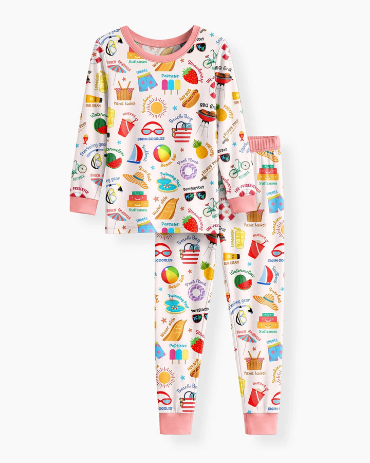 Zweiteiliges Langarm-Pyjama-Set mit Sommerfrüchten