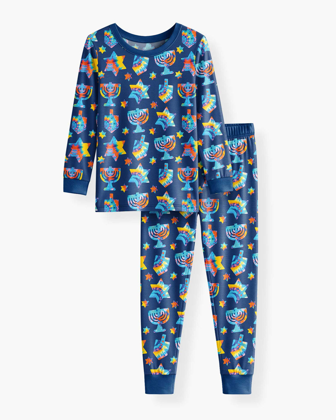 Hanukkah Tie Dye Matching Family Bamboo Two Piece Long Sleeve Pajama Set