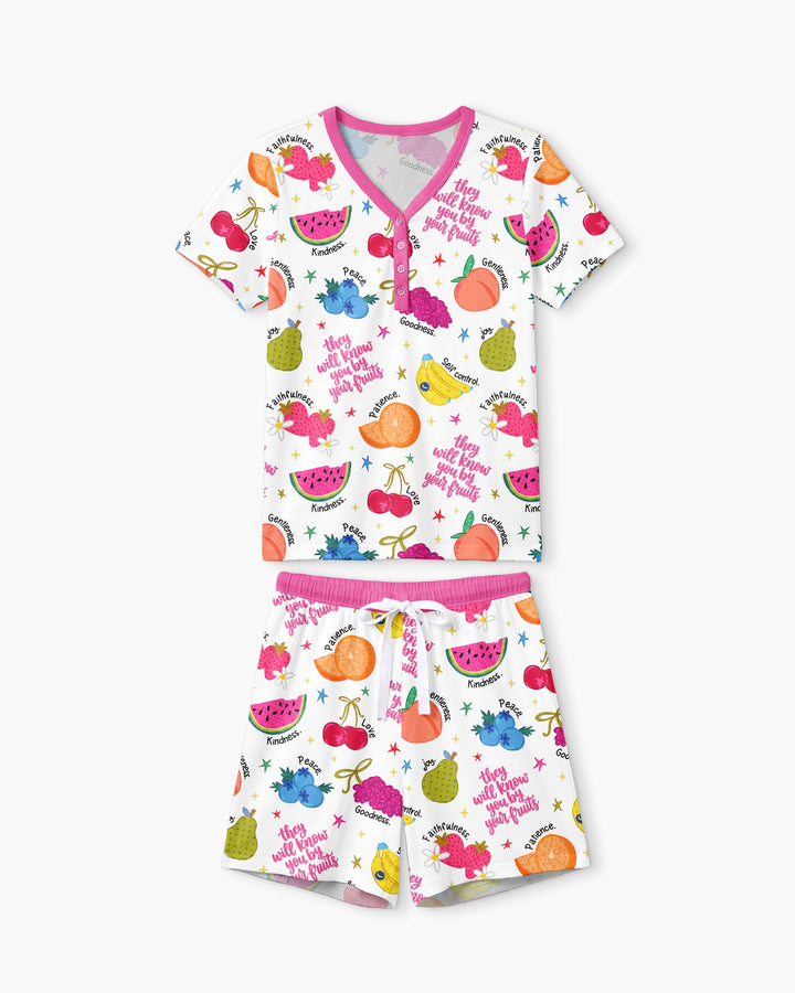 They Will Know You By Your Fruits Women Short Sleeve Short Pajama Set