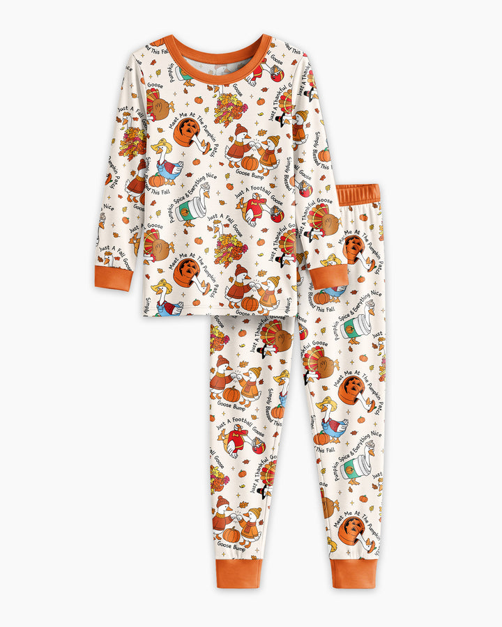 Just A Fall Goose Family Matching Bamboo Two Piece Long Sleeve Pajama Set