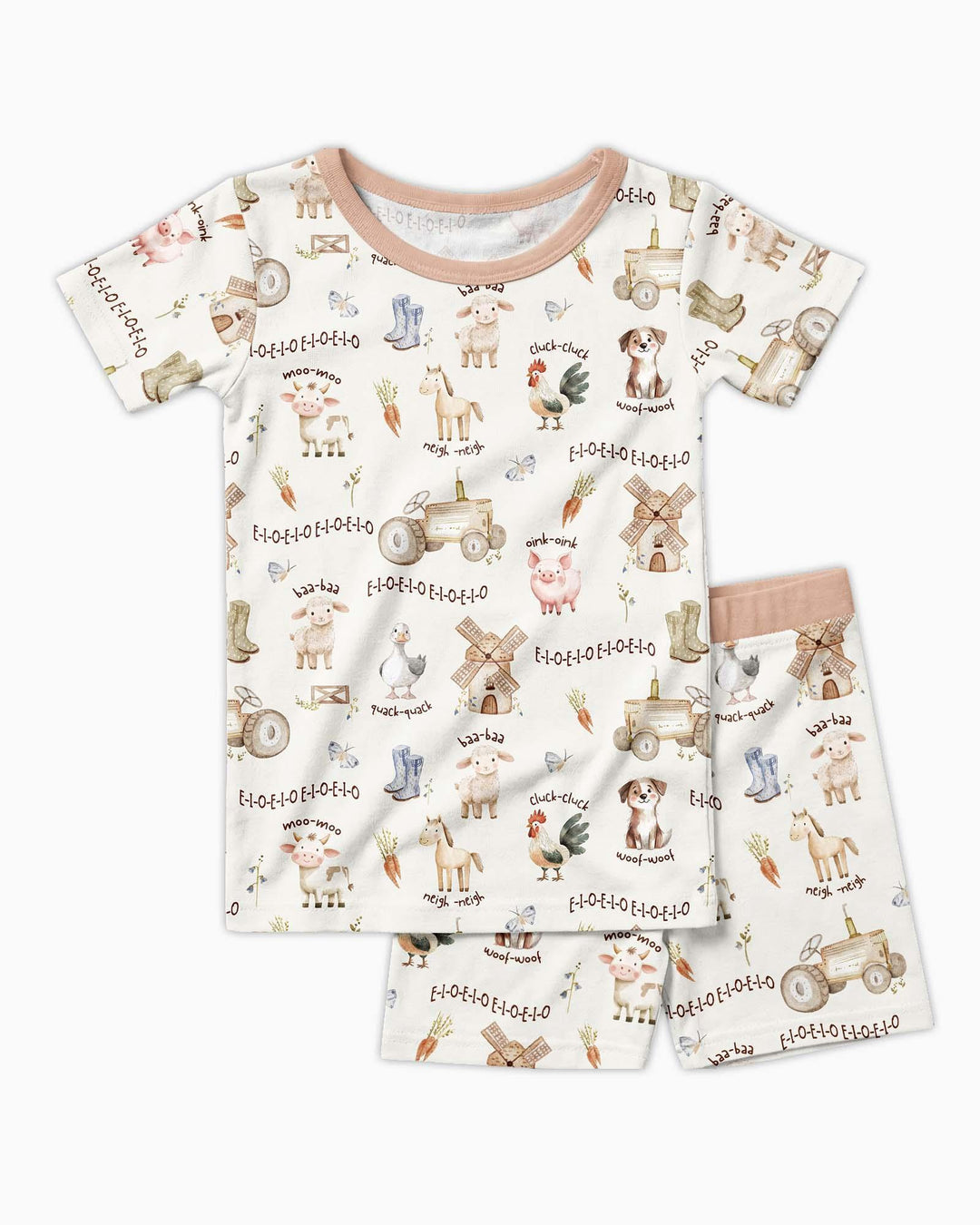 Template Zweiteiliges Pyjama-Set mit kurzen Ärmeln und Shorts