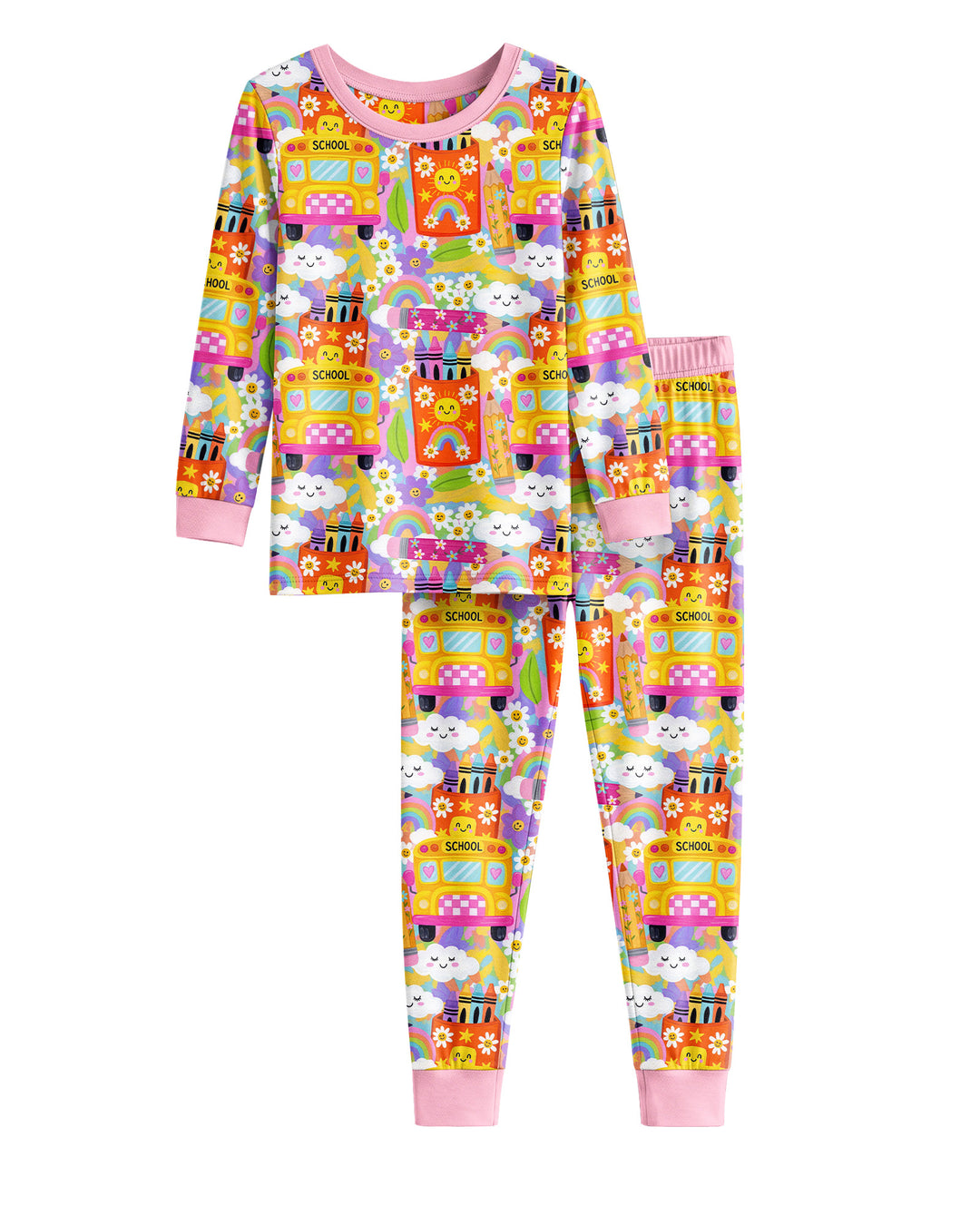 Zweiteiliges Langarm-Pyjama-Set mit Sommerfrüchten
