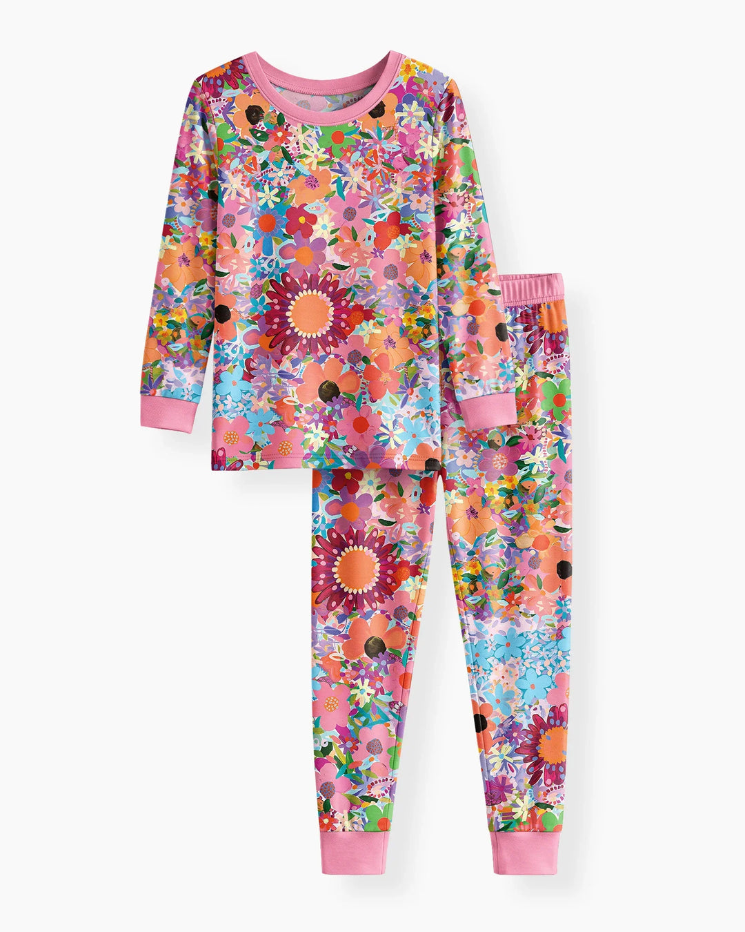 Regenbogenblüten Bambus Zweiteiliger Pyjama