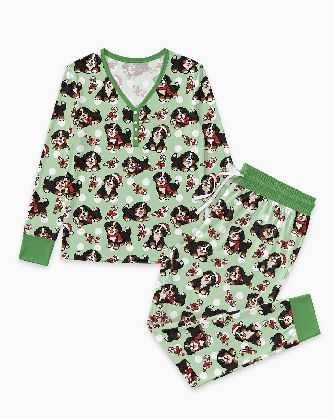 Holiday Bernese Mountain Christmas Dog Bamboo Women Pajama Set