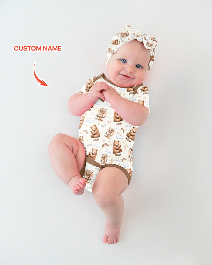 Custom Name Blessed By God Spoiled By Grandma Bamboo Bodysuit