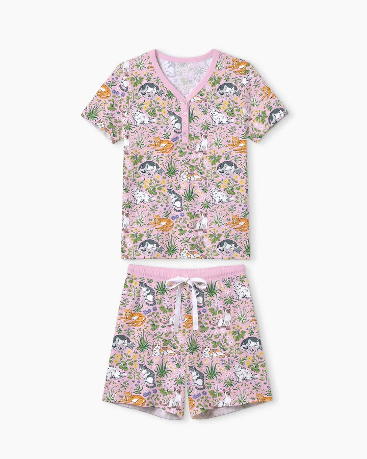 Misty Lavender Bambus Damen Kurzer Schlafanzug