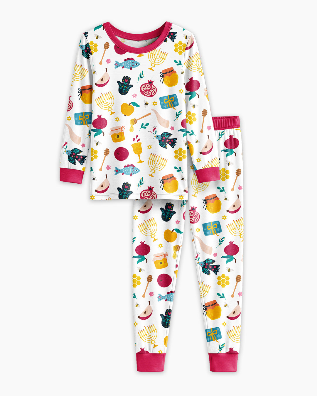 Zweiteiliges Langarm-Pyjama-Set mit Sommerfrüchten