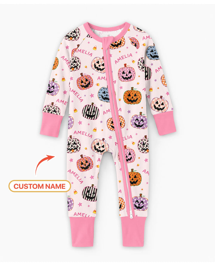 Custom Name Colorful Jack O Lantern Bamboo Convertible Zippy