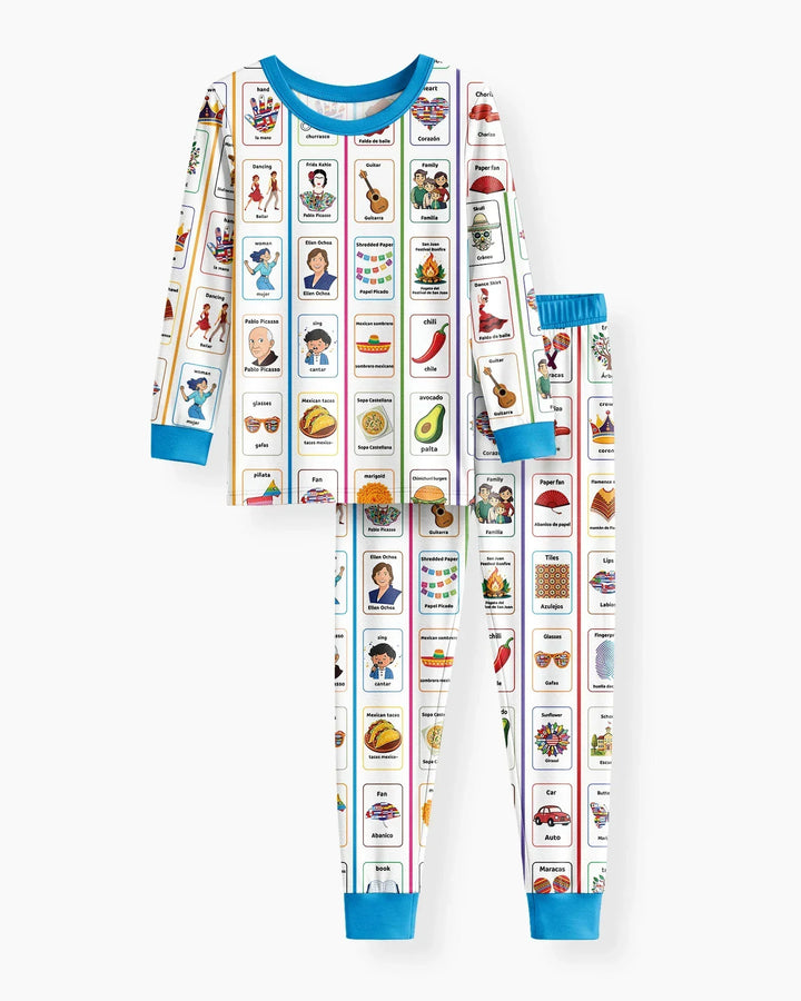 Zweiteiliges Langarm-Pyjama-Set mit Sommerfrüchten