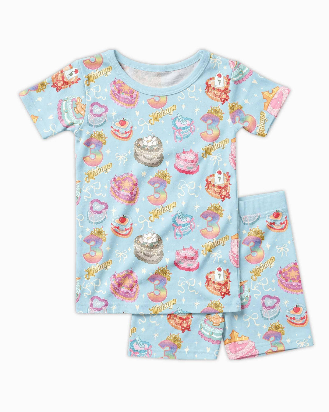 Zweiteiliges Pyjama-Set mit kurzen Ärmeln und Shorts im Sommer-Design