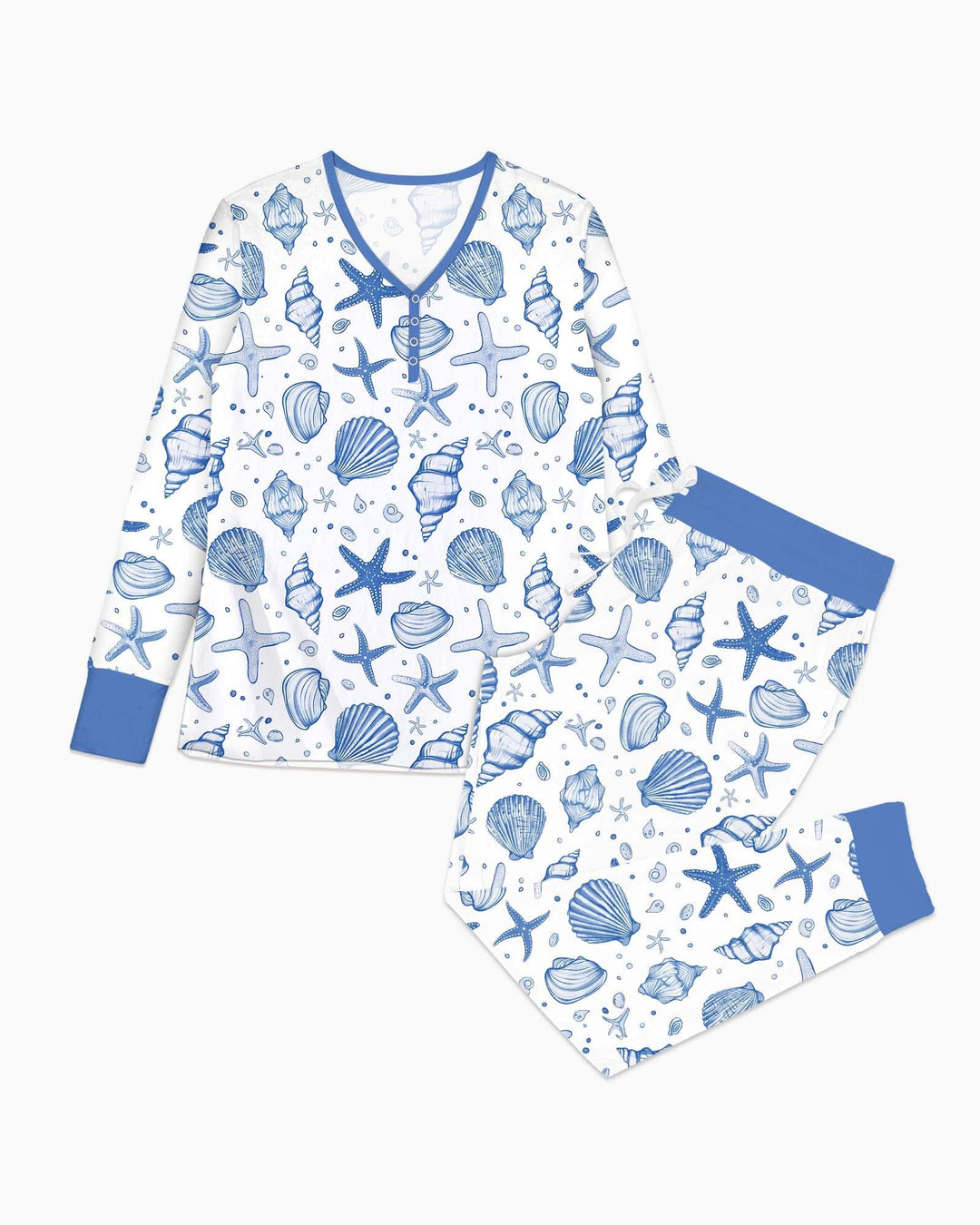 Familien-Pyjama-Set aus Bambus für Damen mit Küsten-Charme