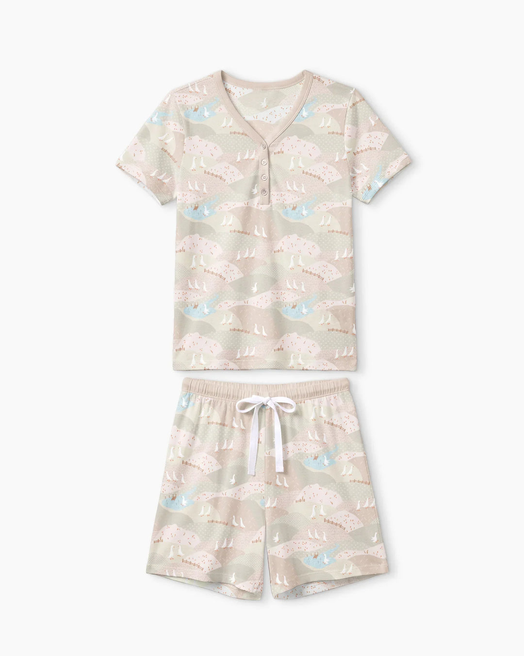 Wandering Geese Family Matching Bamboo Women Short Sleeve Short Pajama Set