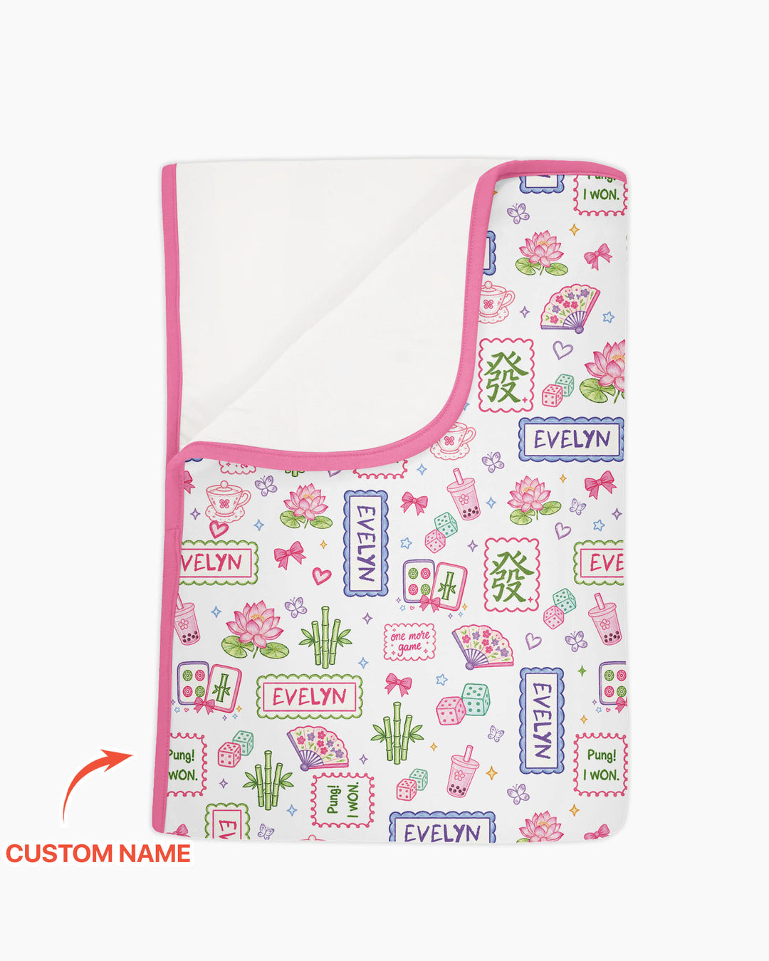 Personalized Preppy Mahjong  Bamboo Blanket