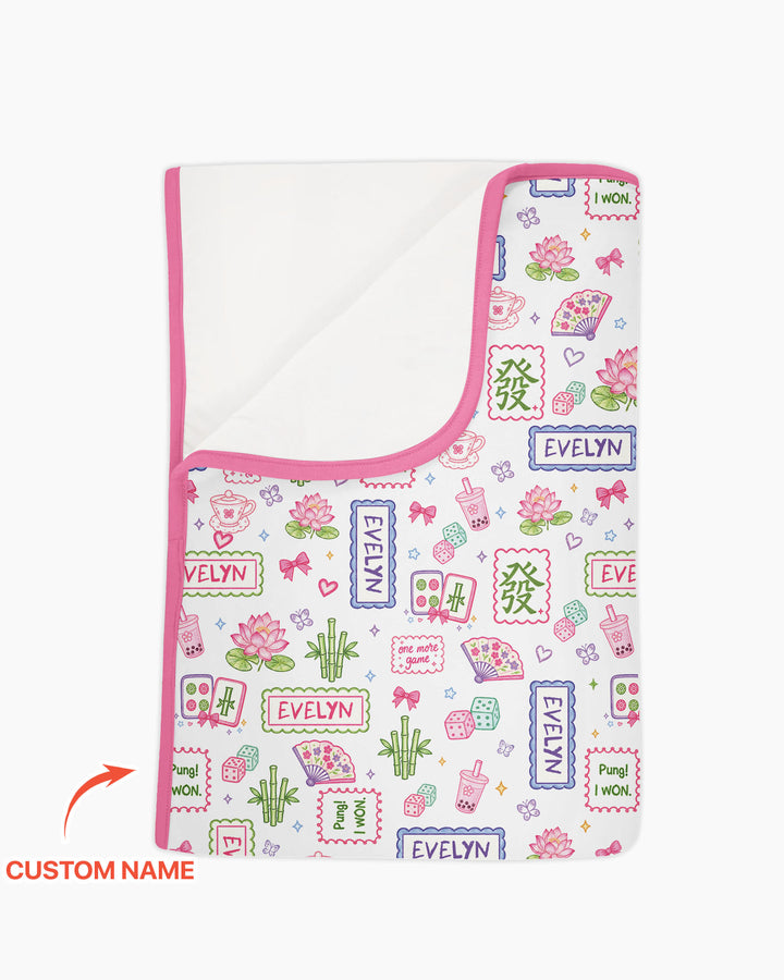 Personalized Preppy Mahjong  Bamboo Blanket