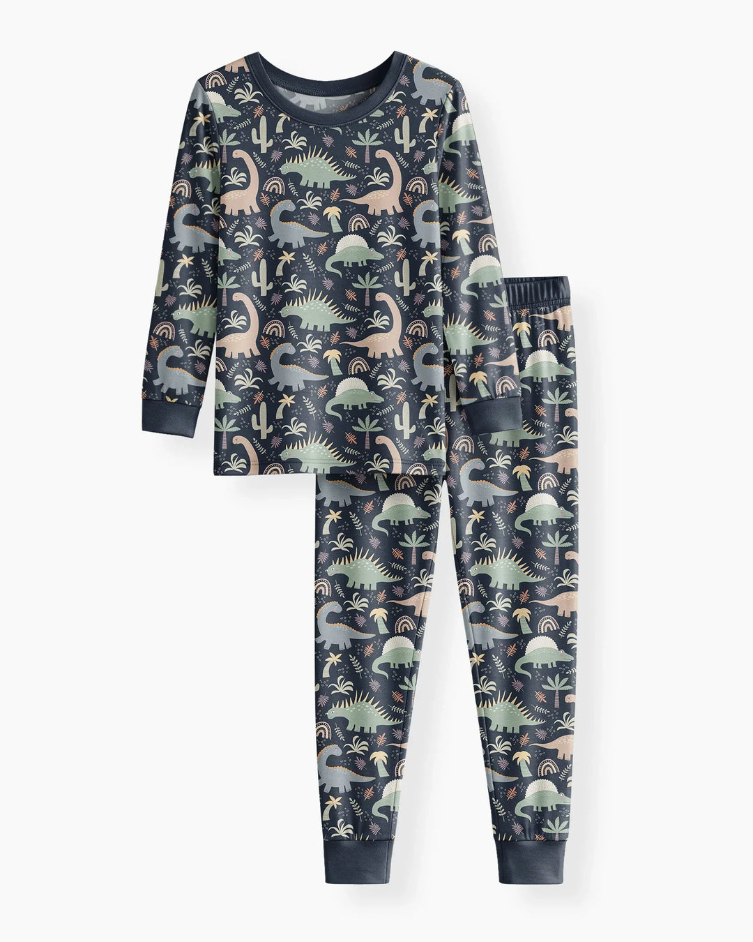 Navy Jurassic Jungle Bamboo Two Piece Pajama Set