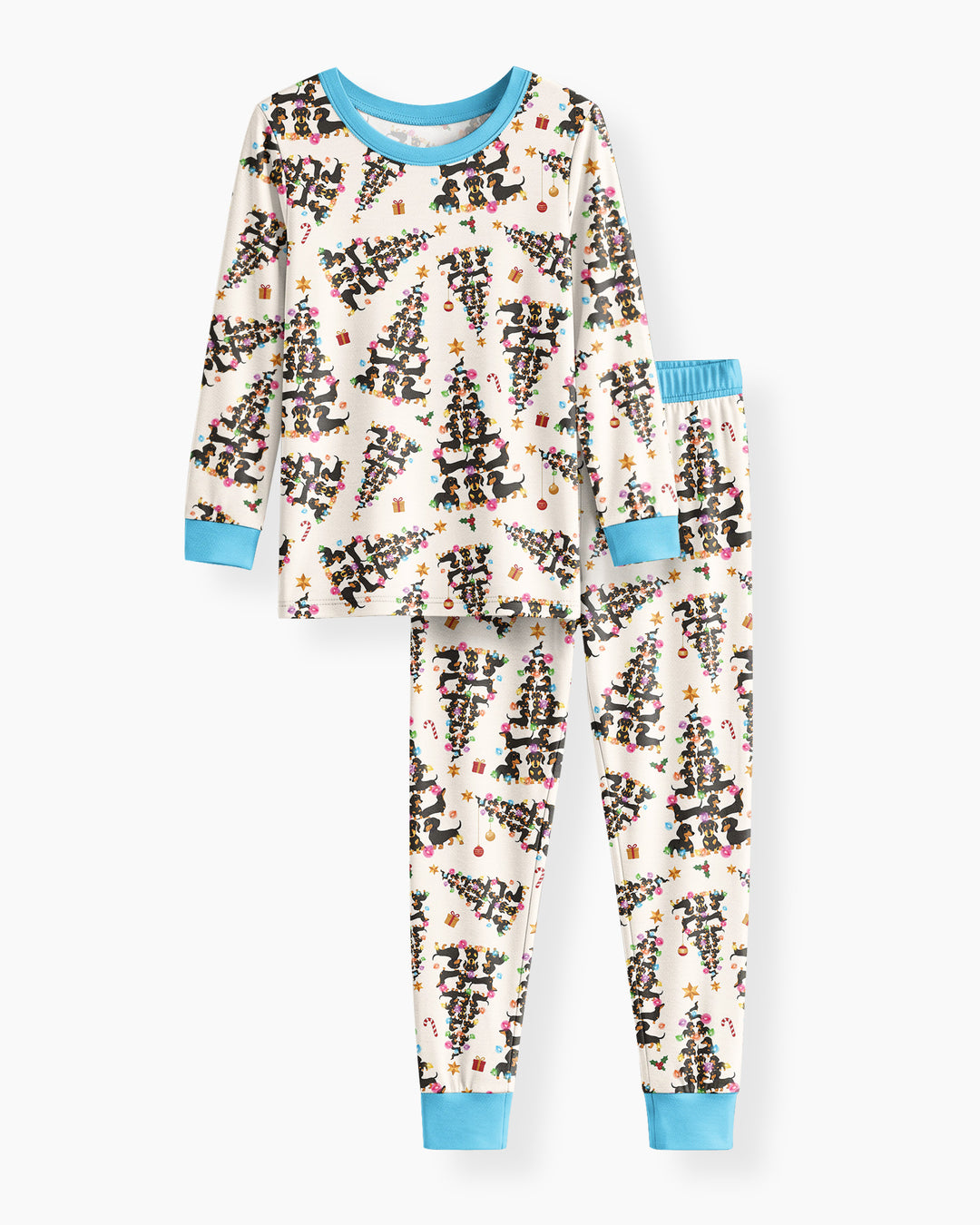 Doxie Christmas Tree Bamboo Two Piece Long Sleeve Pajama Set