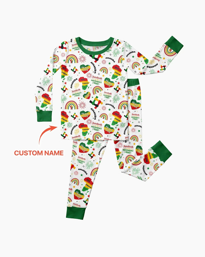 Zweiteiliges Langarm-Pyjama-Set mit Sommerfrüchten