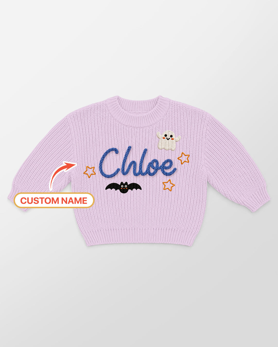 Happy Halloween Embroidered Baby Name Bamboo Knit Sweater Bubble