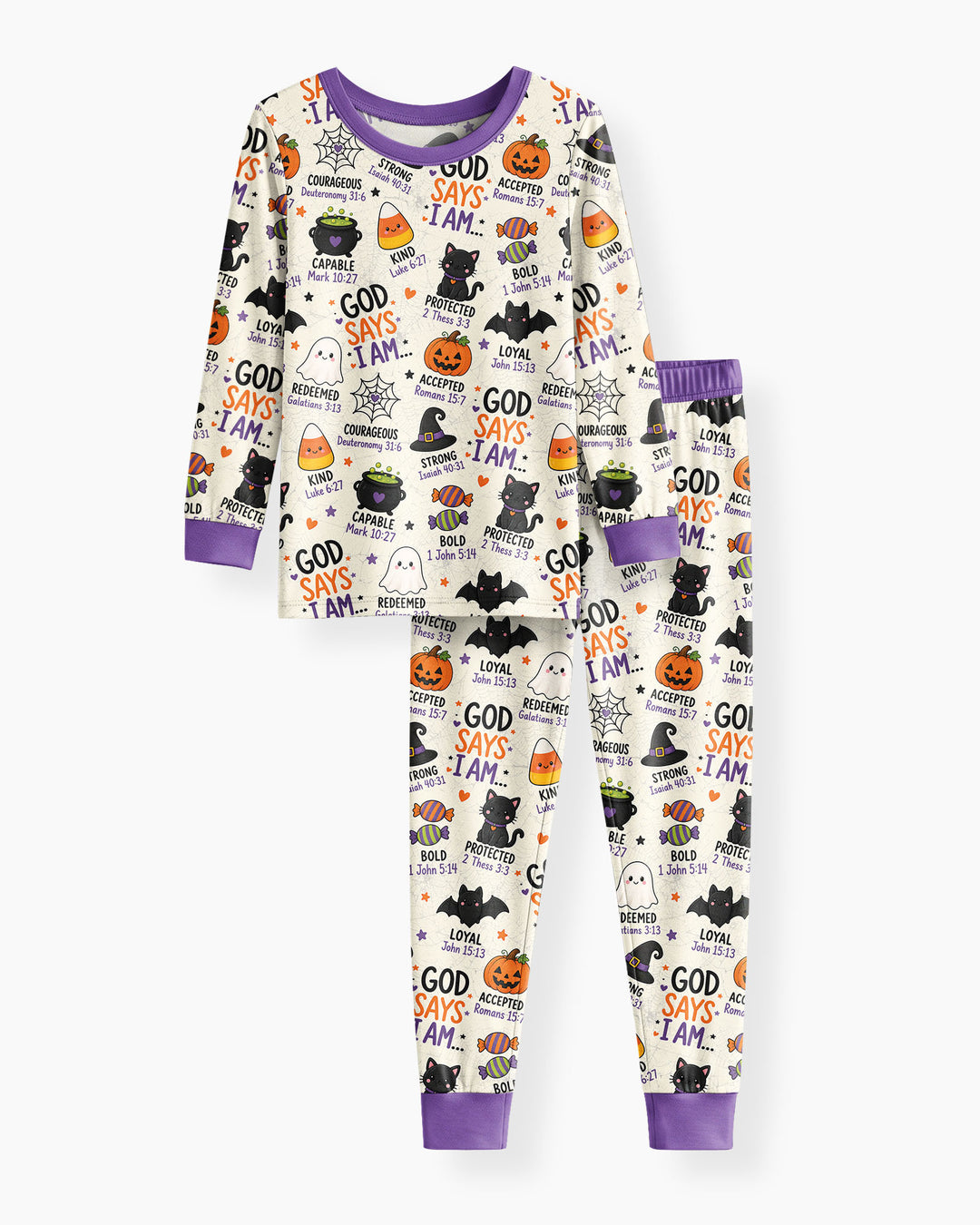 Halloween God Says I Am Bamboo Two Piece Long Sleeve Pajama Set