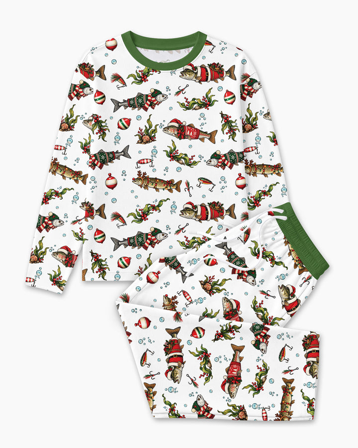 Christmas Trout Fishing Bamboo Men's Pajama Set