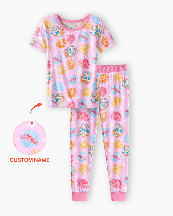 Mermaid Back To School Bamboo Two Piece Short Sleeve Pajama Set