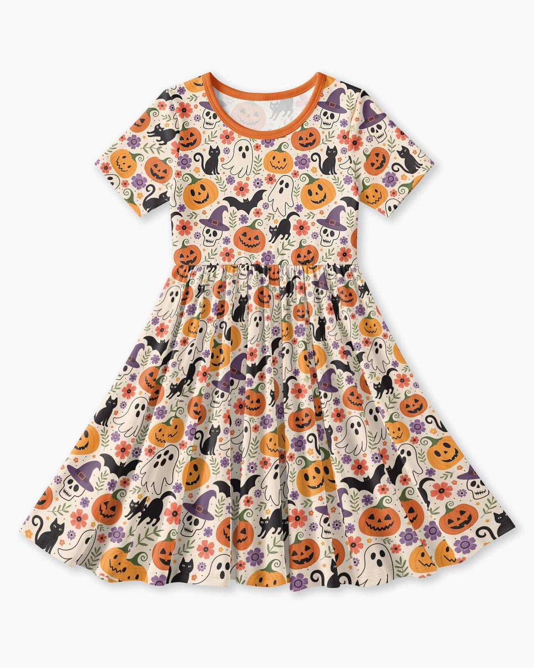 Spooky Halloween Floral Delight Bamboo Twirl Dress