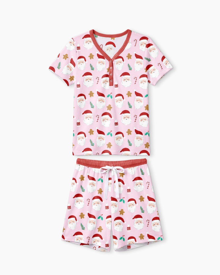 Christmas Sweet Santa Bamboo Women Short Sleeve Short Pajama Set