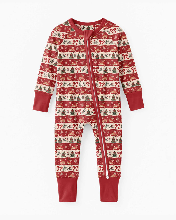 Vintage Reindeer Christmas Stripes Bamboo Convertible Zippy