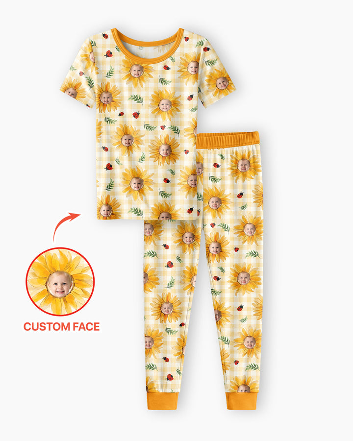 Custom Photo Be The Sunshine Bamboo Two Piece Short Sleeve Pajama Set