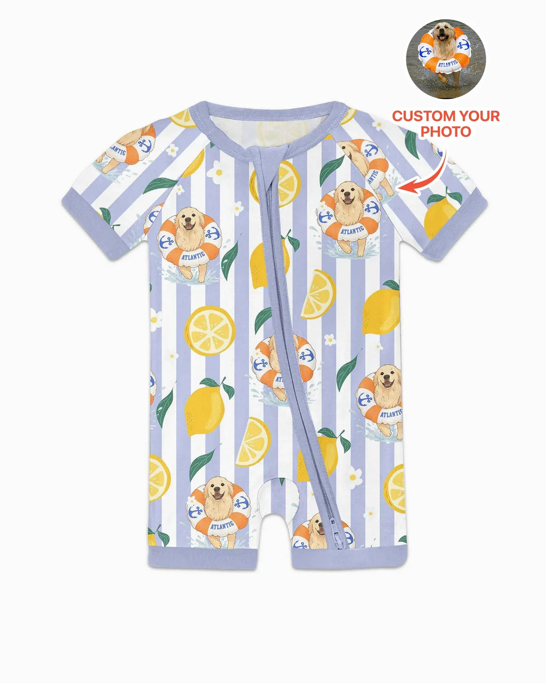Custom Image Summer Lemon Bamboo Shorty Zippy