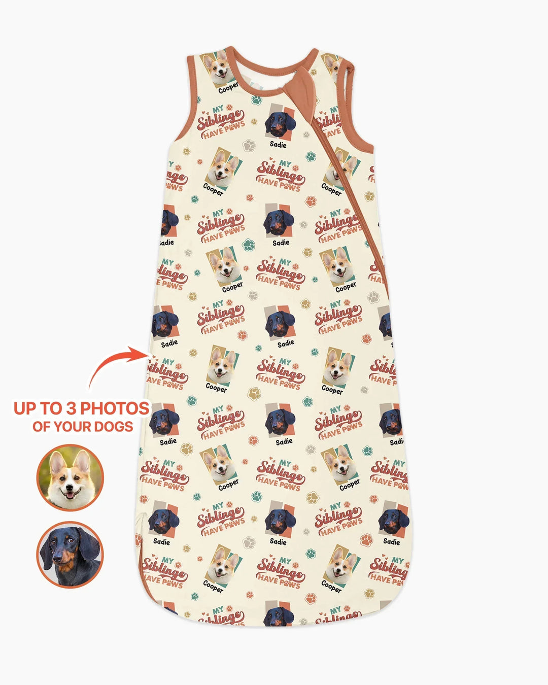 Custom Dog Photos "My Siblings Have Paws" Bamboo Sleep Bag