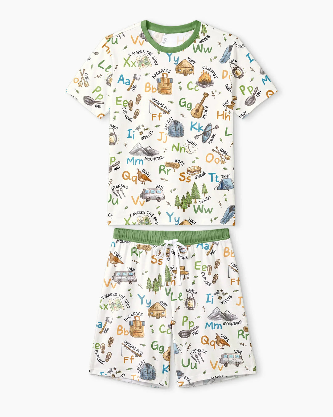 Adventure Alphabet ABCs Summer Camp Bamboo Men Short Sleeve Short Pajama Set
