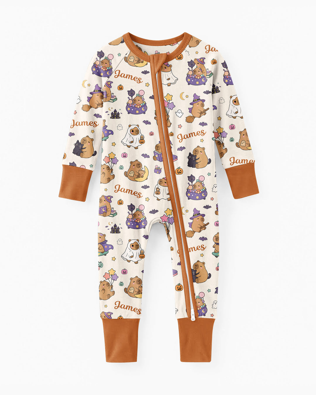 Custom Name Kawaii Halloween Capybara Bamboo Convertible Zippy