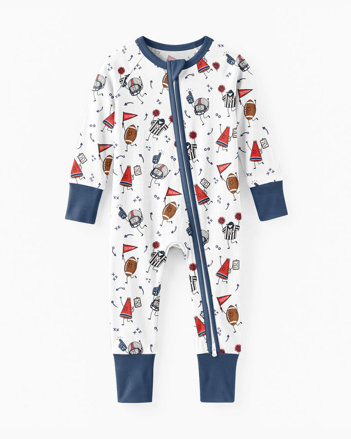 Happy Football Doodles Bamboo Convertible Zippy