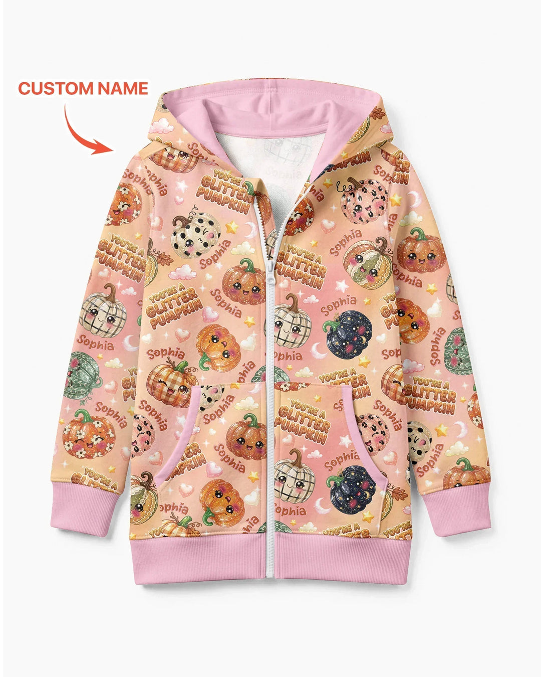Custom Name You're A Glitter Pumpkin Bamboo Zip Hoodie