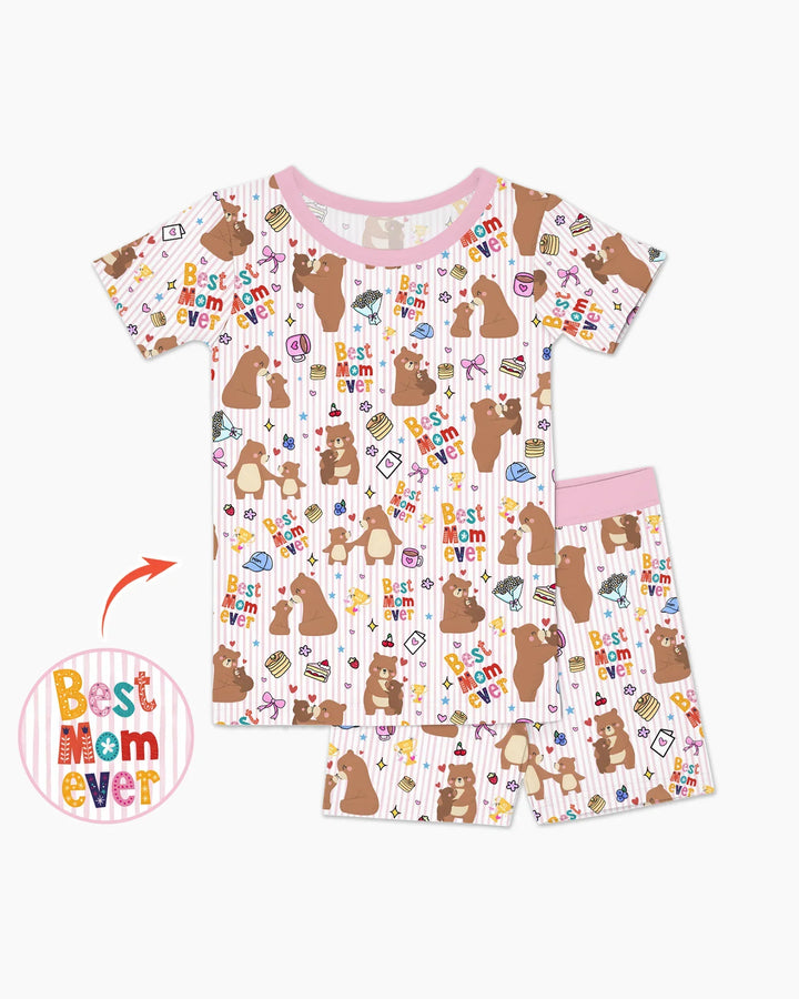 Template Zweiteiliges Pyjama-Set mit kurzen Ärmeln und Shorts